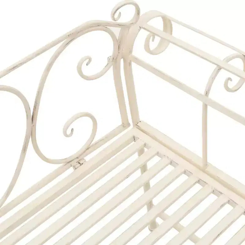 vidaXL Banc de jardin en métal à volutes Banc de jardin Chaise en métal Blanc antique