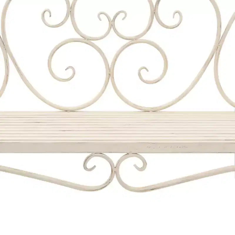 vidaXL Banc de jardin en métal à volutes Banc de jardin Chaise en métal Blanc antique