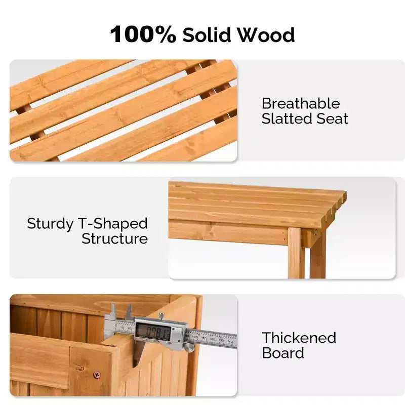 Karl Home | Banc d'extérieur 3-en-1 en bois massif avec potager surélevé