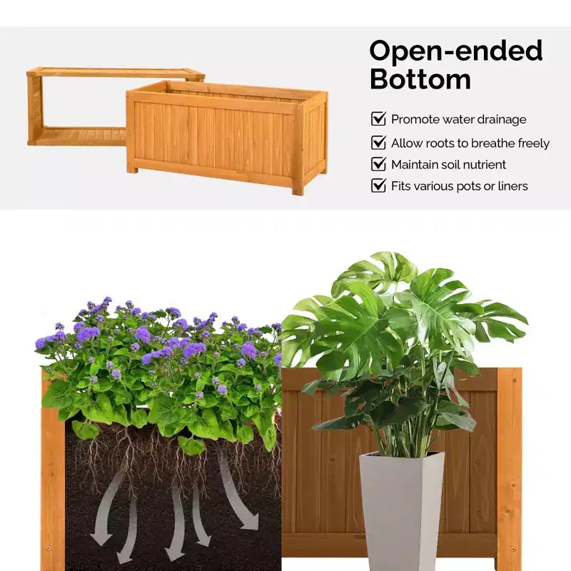 Karl Home | Banc d'extérieur 3-en-1 en bois massif avec potager surélevé