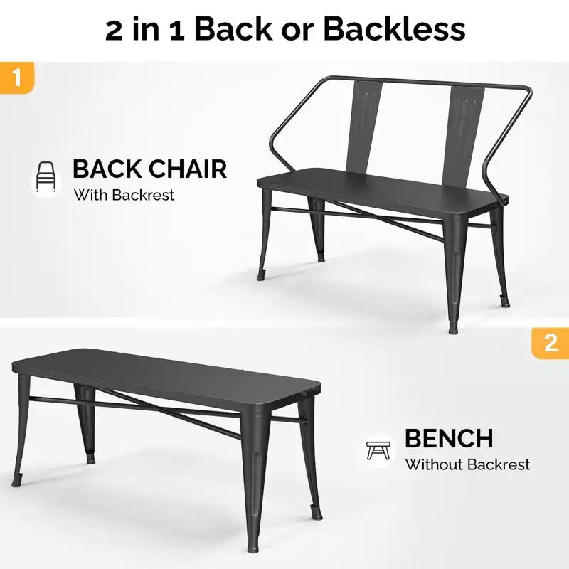 Karl Home | Banc d'extérieur industriel en métal de 45 po