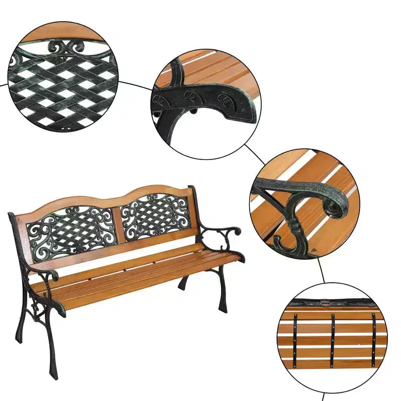 Karl Home | Banc de jardin pour deux en métal et bois de 49 po