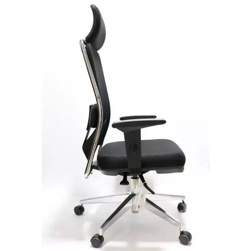 52.75" Adjustable Height Gray Faux Leather Office Chair with Lumbar Support & Tilt