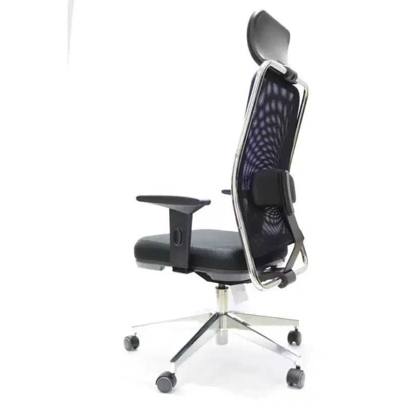 52.75" Adjustable Height Gray Faux Leather Office Chair with Lumbar Support & Tilt