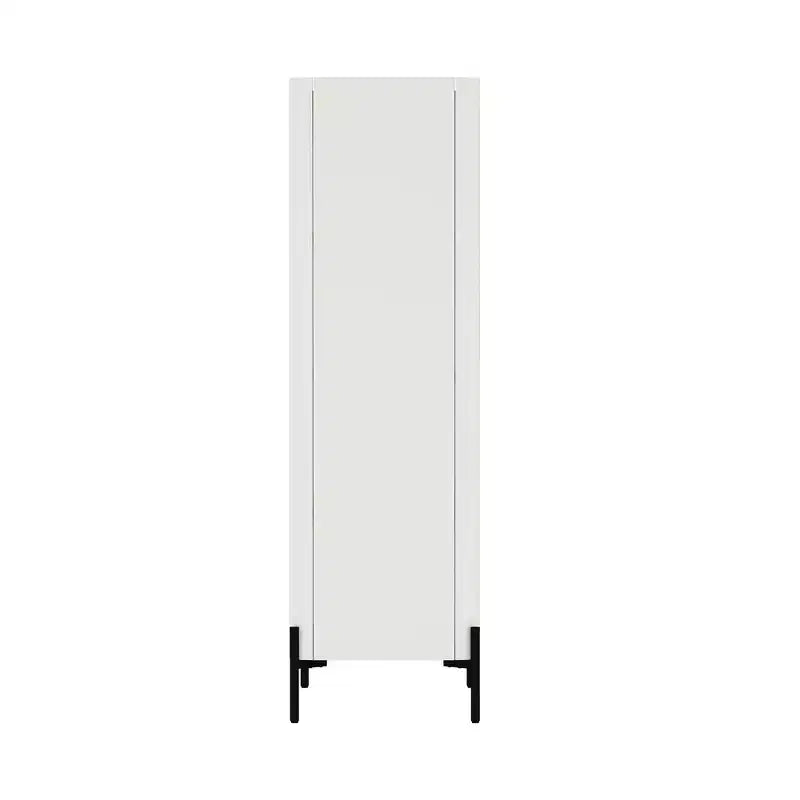 31.5" Modern Tempered Glass Door Storage Cabinet with Tray Top