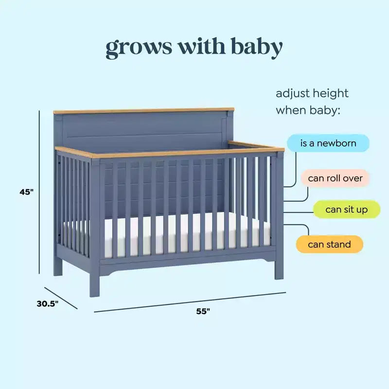 4-in-1 Convertible Crib - Solid Pine, GREENGUARD Gold Certified