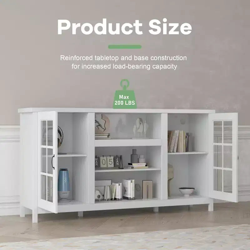 Wood TV Stand for 65 Inch, Modern TVs Entertainment Center with Storage Cabinets Media Console Table