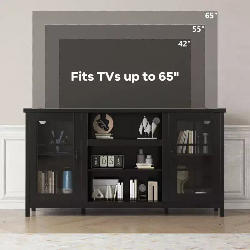 Wood TV Stand for 65 Inch, Modern TVs Entertainment Center with Storage Cabinets Media Console Table
