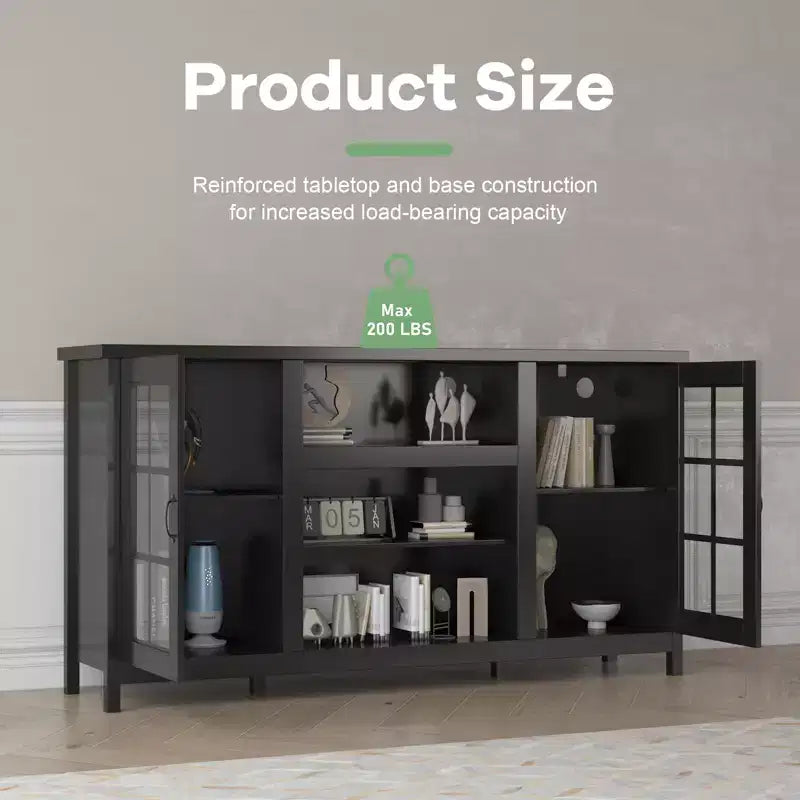 Wood TV Stand for 65 Inch, Modern TVs Entertainment Center with Storage Cabinets Media Console Table