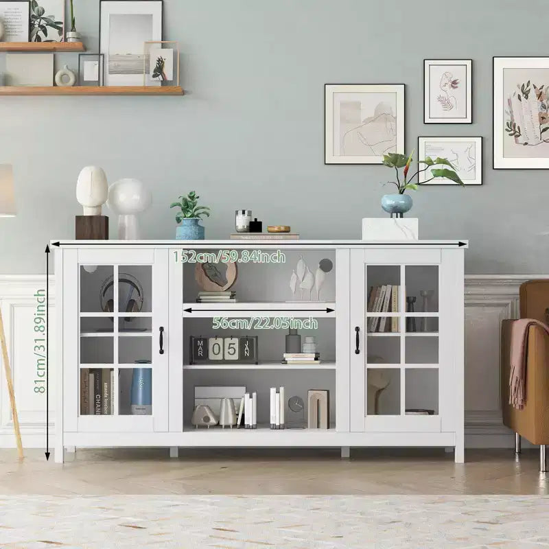 Wood TV Stand for 65 Inch, Modern TVs Entertainment Center with Storage Cabinets Media Console Table