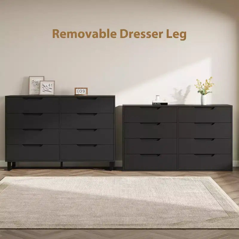 8-Drawer Dresser for Bedroom, 55" Wide Freestanding Horizontal Chest of Drawers