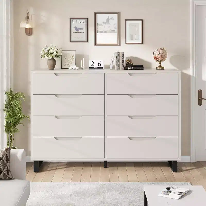 8-Drawer Dresser for Bedroom, 55" Wide Freestanding Horizontal Chest of Drawers