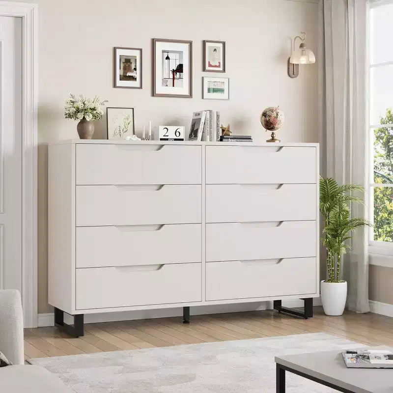 8-Drawer Dresser for Bedroom, 55" Wide Freestanding Horizontal Chest of Drawers
