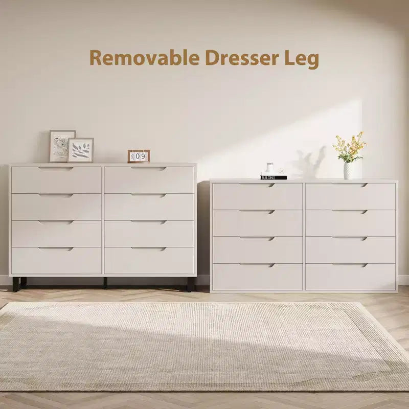 8-Drawer Dresser for Bedroom, 55" Wide Freestanding Horizontal Chest of Drawers