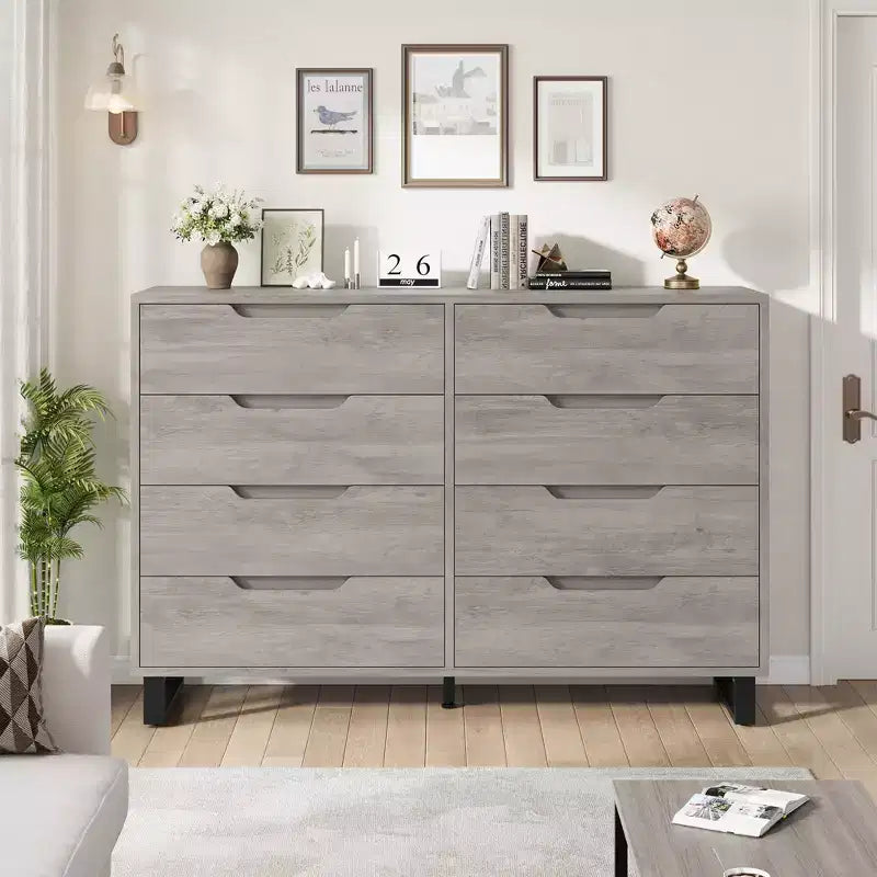 8-Drawer Dresser for Bedroom, 55" Wide Freestanding Horizontal Chest of Drawers