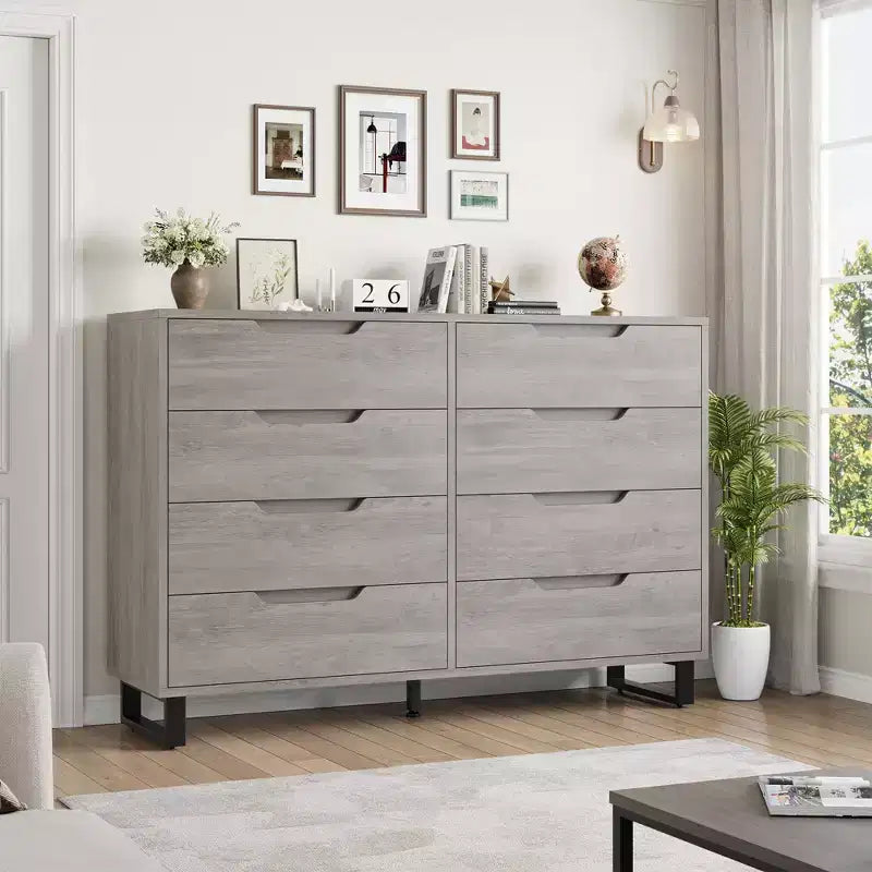 8-Drawer Dresser for Bedroom, 55" Wide Freestanding Horizontal Chest of Drawers
