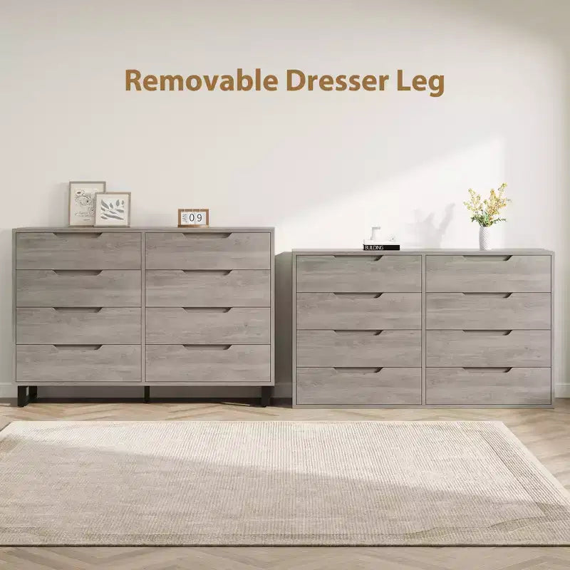 8-Drawer Dresser for Bedroom, 55" Wide Freestanding Horizontal Chest of Drawers
