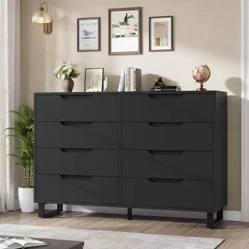 8-Drawer Dresser for Bedroom, 55" Wide Freestanding Horizontal Chest of Drawers