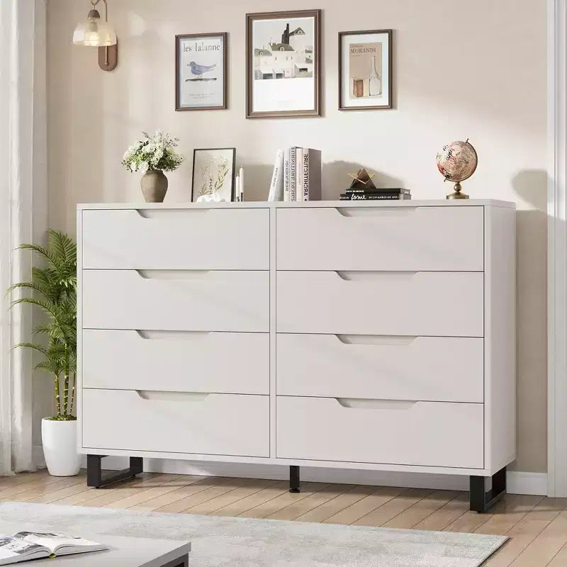 8-Drawer Dresser for Bedroom, 55" Wide Freestanding Horizontal Chest of Drawers