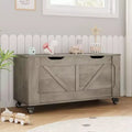 39" Storage Chest with Wheels - Modern Wood Storage Bench, 350 lbs, Grey