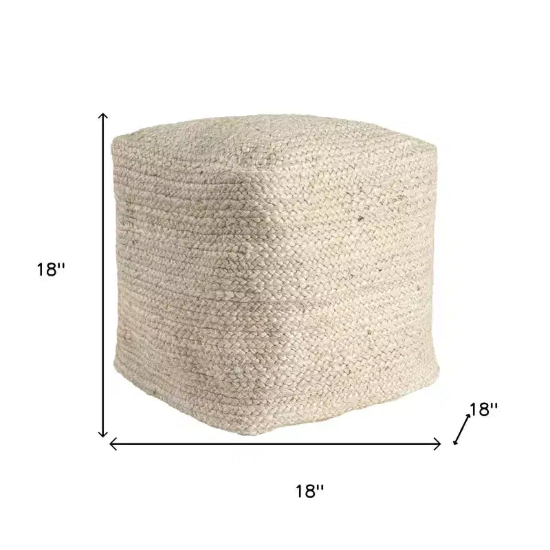 18" Natural Jute Square Pouf Ottoman