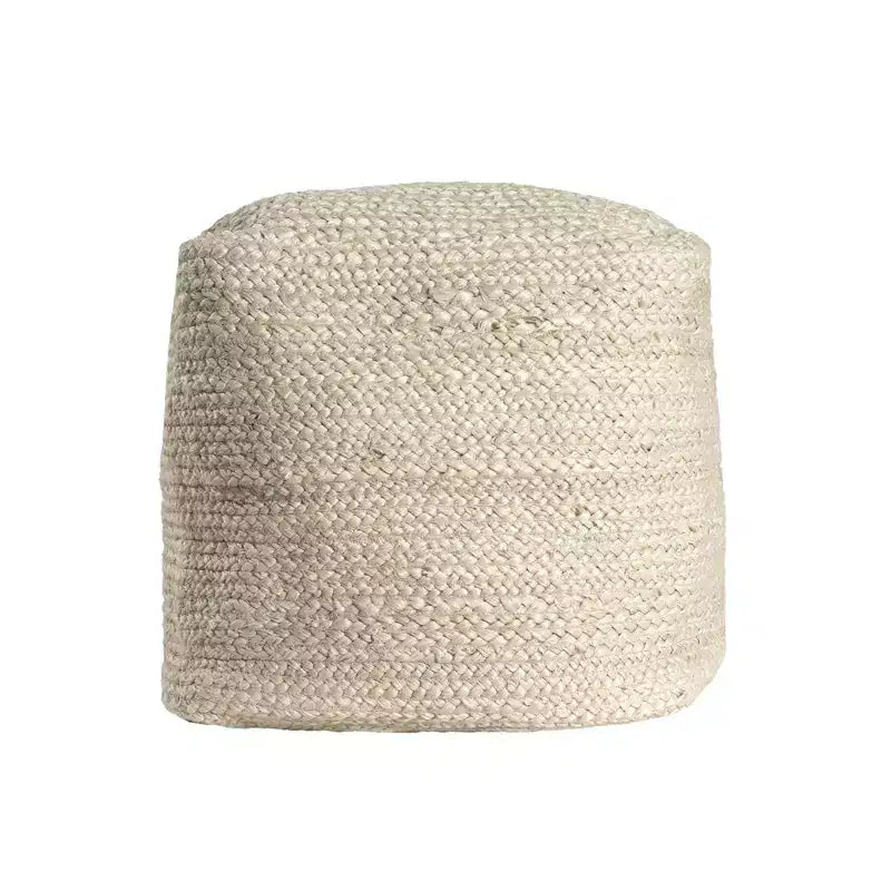18" Natural Jute Square Pouf Ottoman