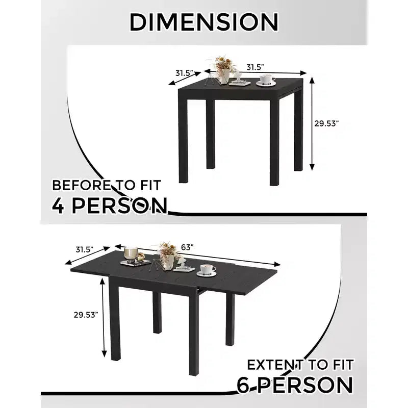 Aluminum Wood Grain Extendable Outdoor Dining Table - Rectangular, Rust-Resistant, Seats 6