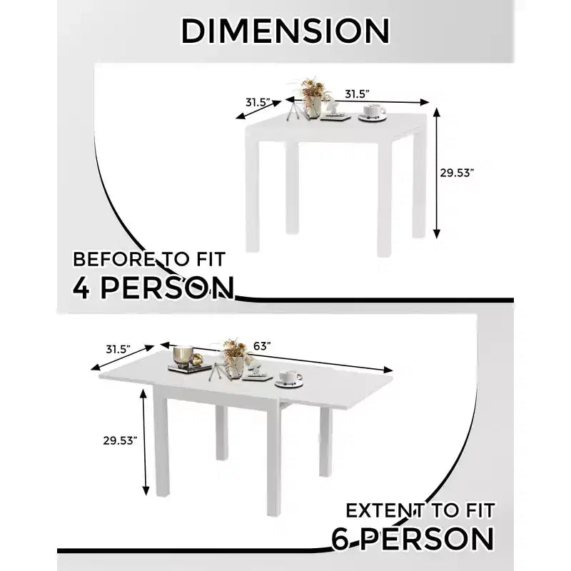 Aluminum Wood Grain Extendable Outdoor Dining Table - Rectangular, Rust-Resistant, Seats 6