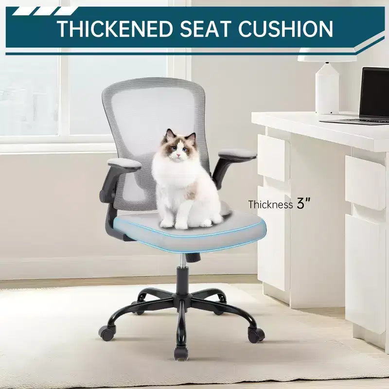 Ergonomic Office Chair, Swivel Rolling Computer Desk Chair, Rolling Mesh Chair, Flip-Up Armrest, for Home Office, Study, Bedroom