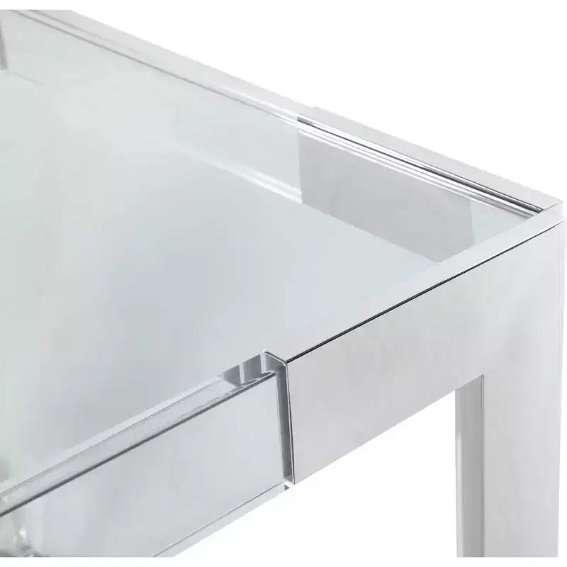 Glass Top Dining Table - Gold Stainless Steel Frame, 60" Rectangle