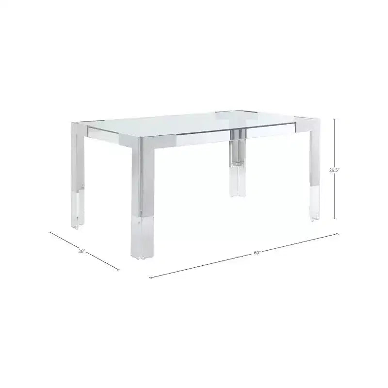 Glass Top Dining Table - Gold Stainless Steel Frame, 60" Rectangle