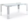 Glass Top Dining Table - Gold Stainless Steel Frame, 60" Rectangle