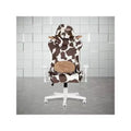 Brown Cow Print Gaming Chair with Memory Foam Seat & Adjustable Armrests