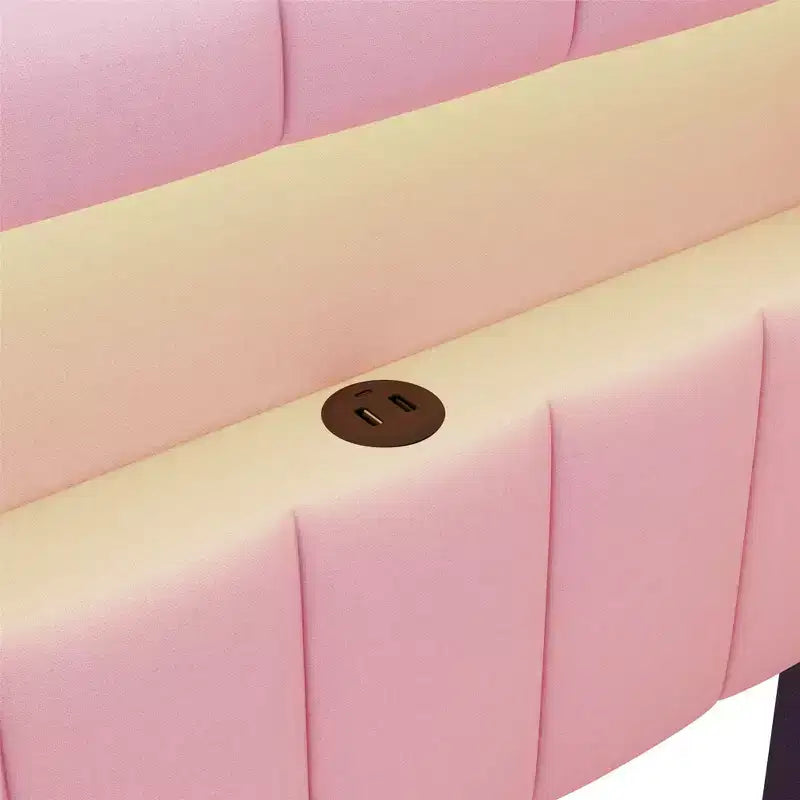 Upholstered Twin Size Daybed with 2 Drawers, Day Bed Frame with Storage L-Shaped Headboard USB Ports and LED