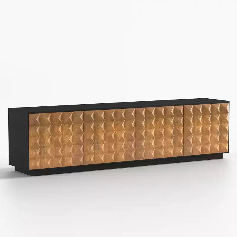 Modern 87.79" TV Stand with Storage Cabinets & Adjustable Shelves, Black
