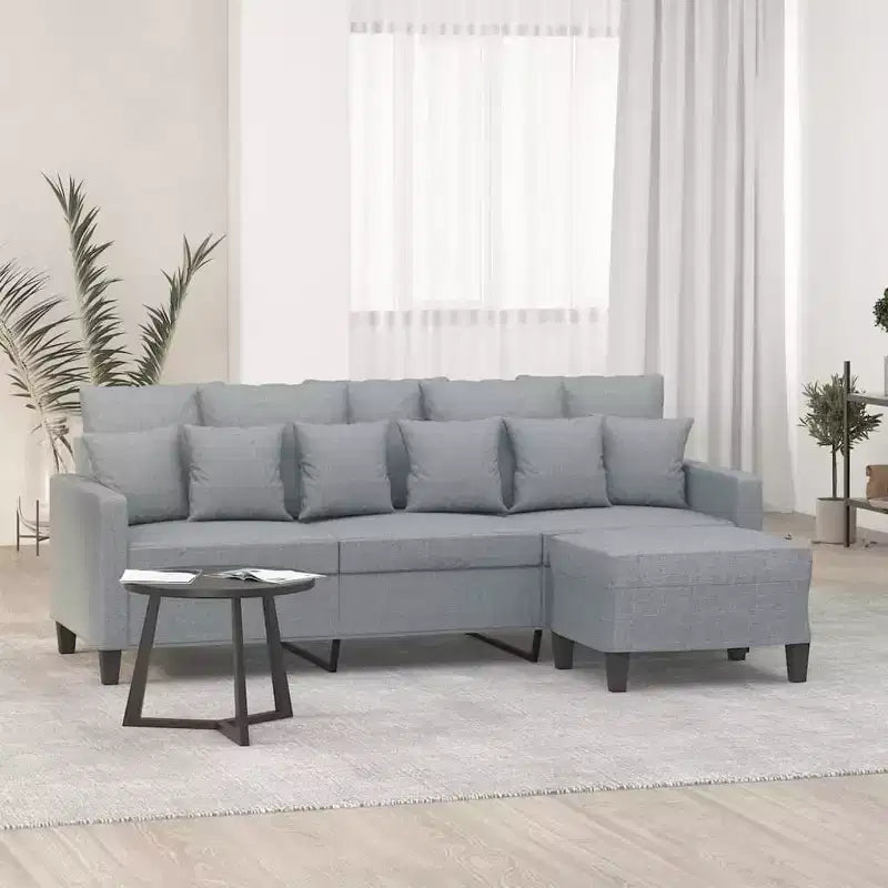 3-Seater Sofa with Footstool for Living Room - Fabric Upholstered