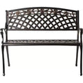 63285 Scarlet Cast Aluminum Patio Bench Heavy Duty Rust Free Metal Construction Lightweight Easy Assembly For Front Porch - Antique Bronze Finish
