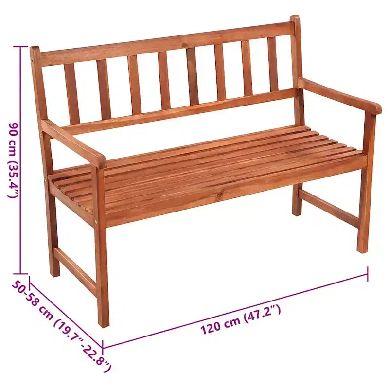 Banc de jardin Marron Bois d'acacia massif et polyester Moyen Robuste