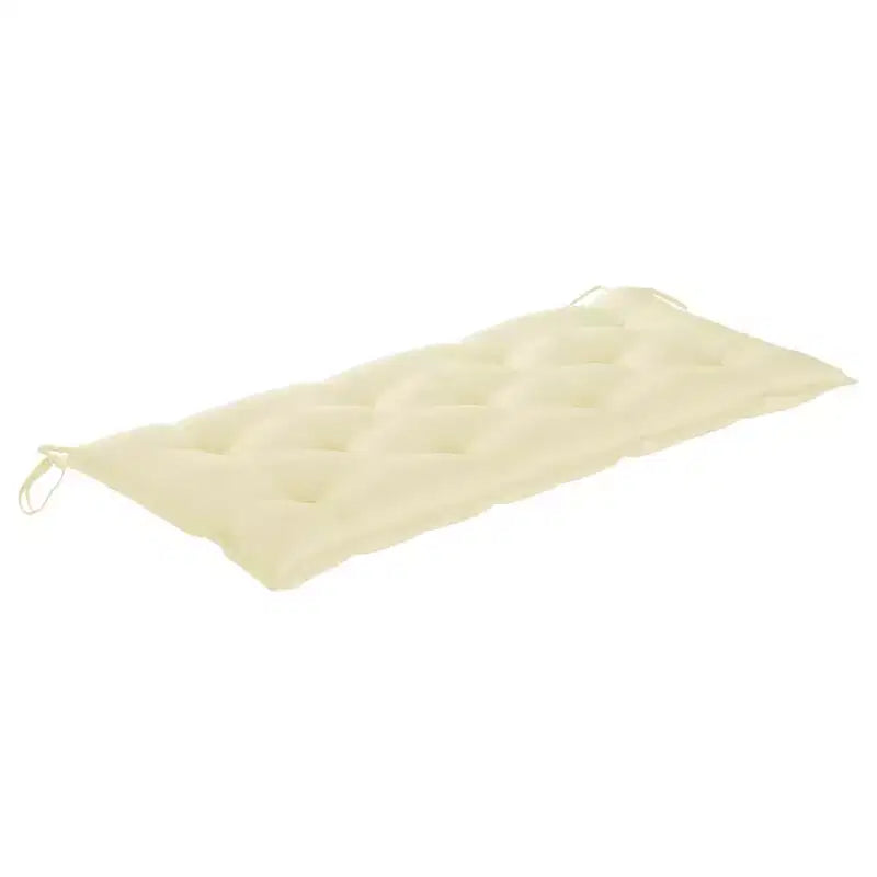 Banc de jardin finition bois avec coussin crème