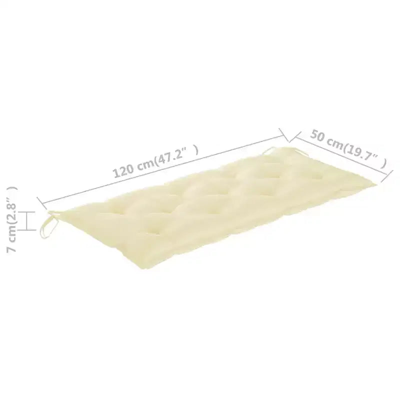 Banc de jardin finition bois avec coussin crème