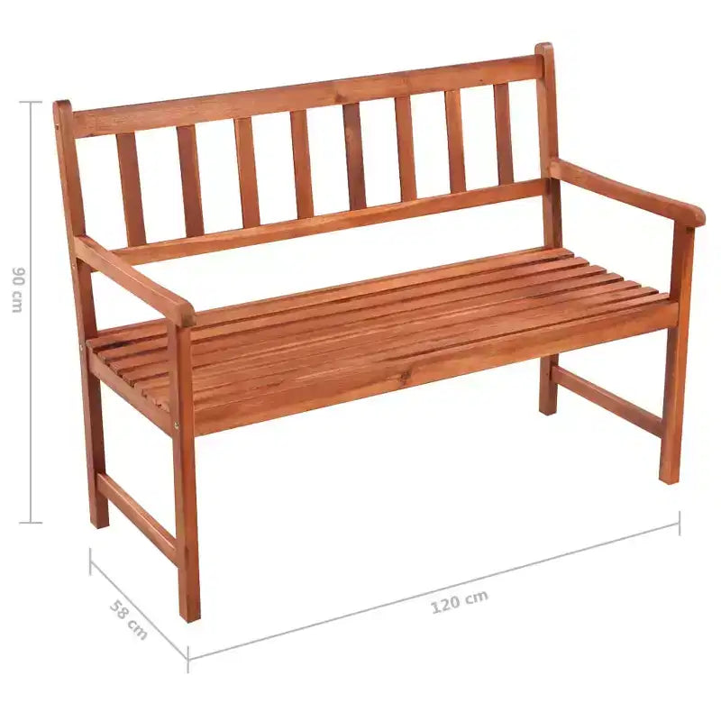 Banc de jardin en bois d'acacia avec coussin beige