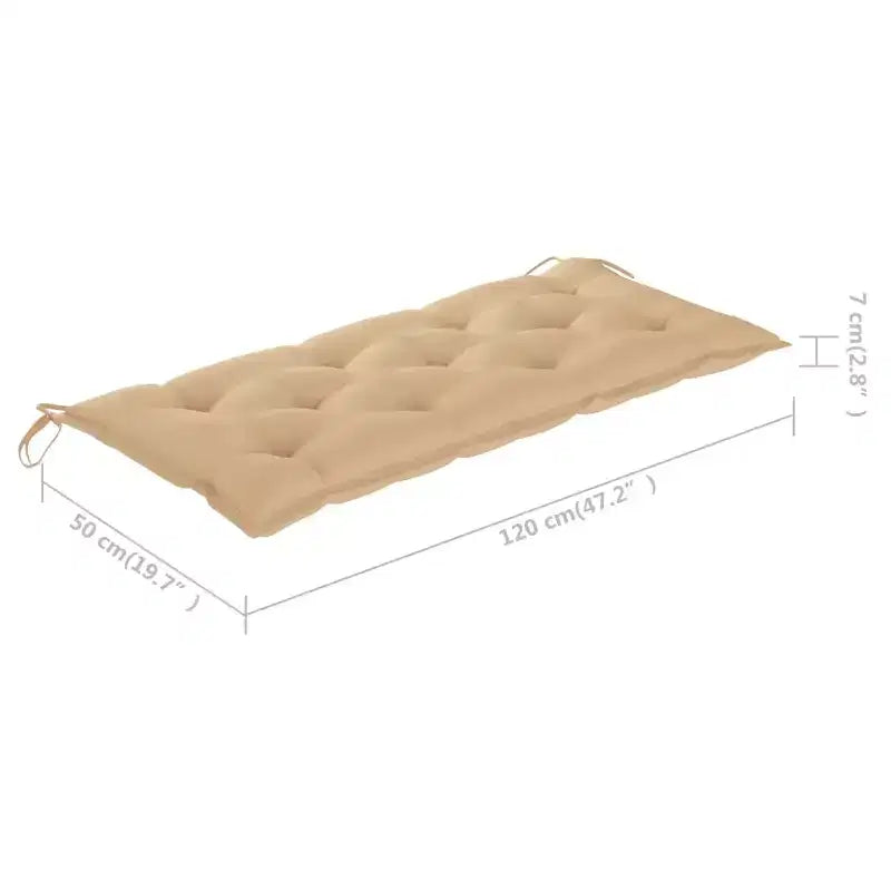 Banc de jardin en bois d'acacia avec coussin beige