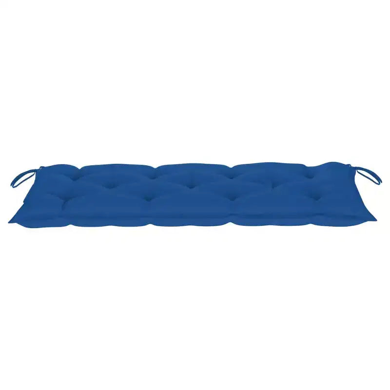 Banc de jardin en bois d'acacia, coussin bleu