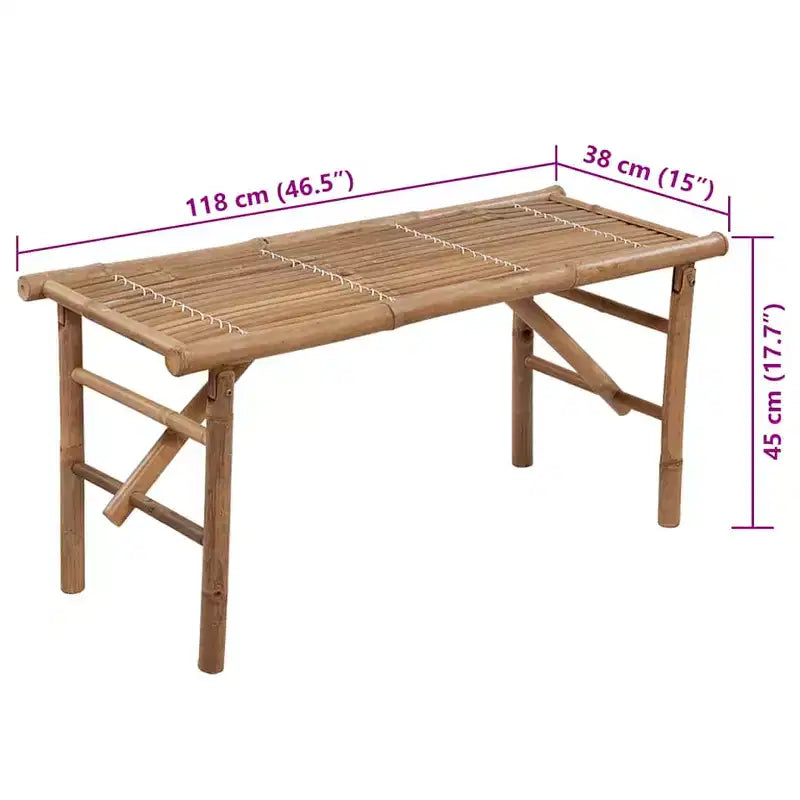 Banc de jardin Bambou marron Bambou, polyester Moyen Pliable