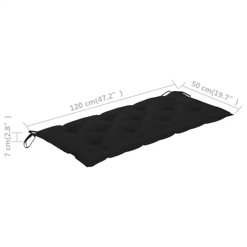 Banc de jardin en bois avec coussin noir en acacia massif