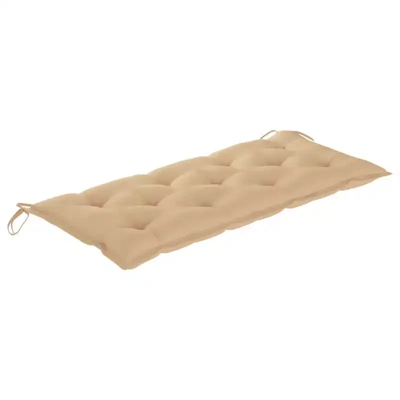 Banc de jardin en bambou naturel, coussin beige