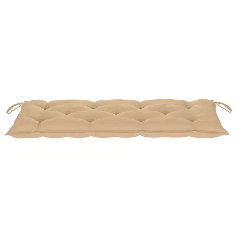 Banc de jardin en bambou naturel, coussin beige