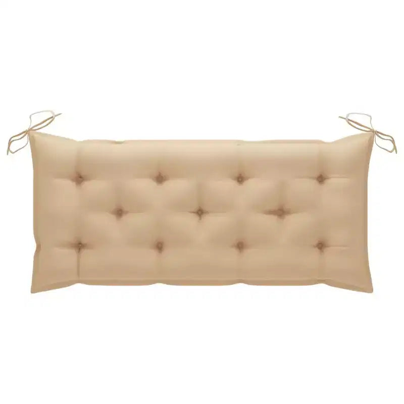 Banc de jardin en bambou naturel, coussin beige