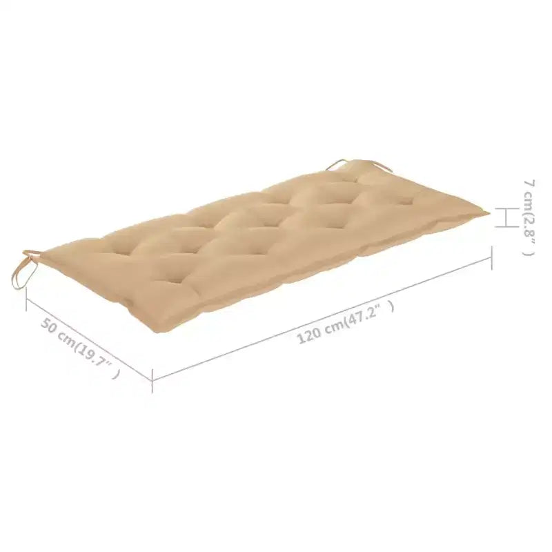 Banc de jardin en bambou naturel, coussin beige