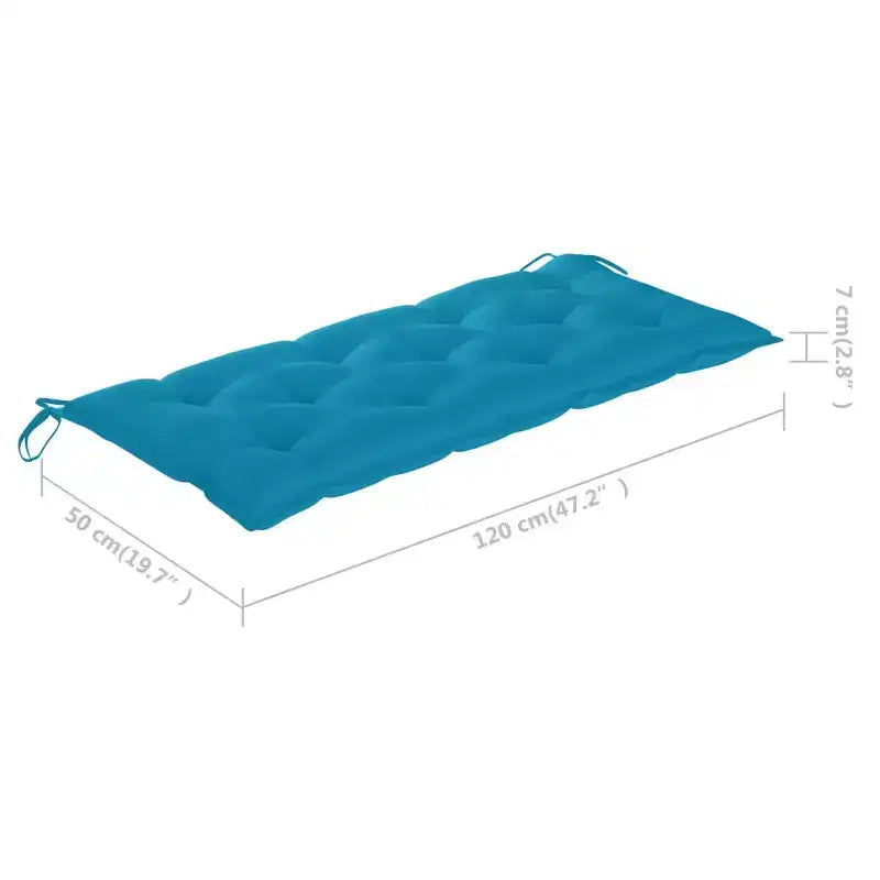 Coussin de banc de jardin bleu clair bambou, polyester 118 cm